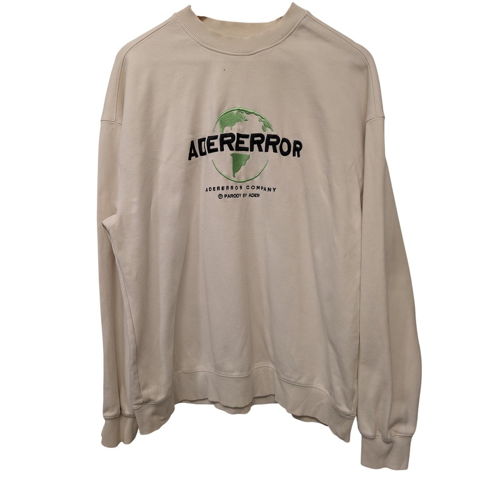 Ader Error Fall 2019‎ Earth Logo Embroidered Sweatshirt Ivory A1 Men's Crewneck